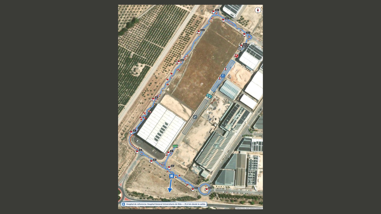 Plano A3 limpio del circuito Biar V1, sin zonas de público, para el reglamento particular